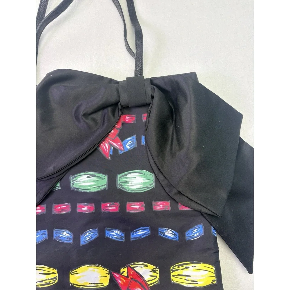 Brighton Purse Christmas Tote Multicolored‎ Bag w Large Black Bow